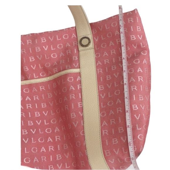 BVLGARI MAEREA Pink/Coral Leather Trim Satchel - Picture 6 of 15